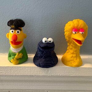 Vintage Bert & Cookie Monster & Big Bird Finger Puppets - Muppets Sesame Street